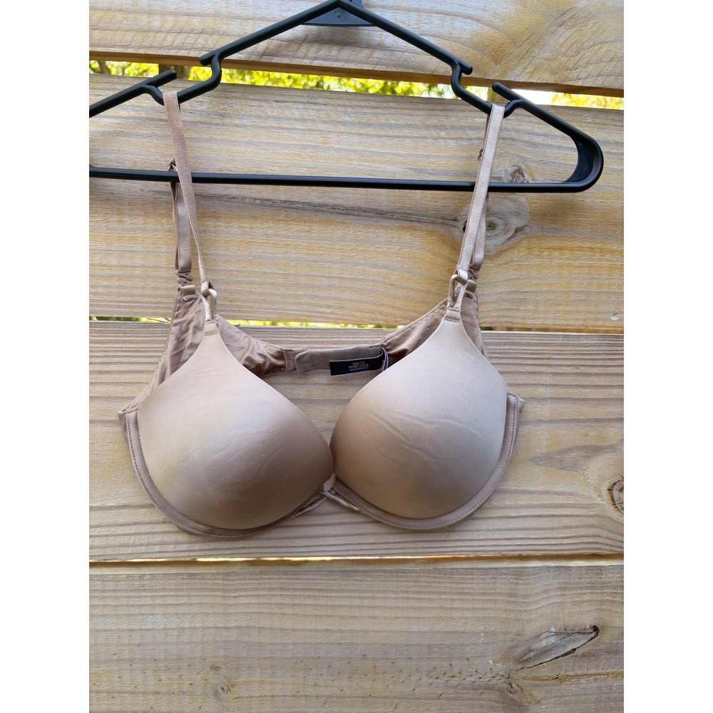 Victoria's Secret Bombshell Plunge Push Up Bra 34C Beige Champagne Microfiber